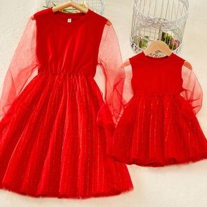 Elegant Red Tulle Dress for Women